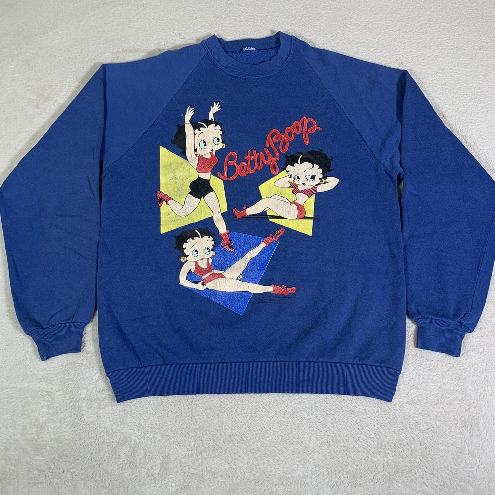 Vintage Betty Boop Changes Sweatshirt Mens Small Blue 1991 Graphic Crewneck 90s